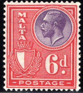 140 Malta, King George, 6p, red & violet, MLHOG, F