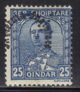 ALBANIA SC# 232 USED 25q 1928 OVERPRINT