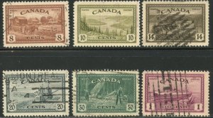 CANADA Sc#268-273 1946 8¢-$1 Pictorials Complete Set Used