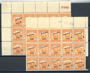 EL SALVADOR Revenues 1p ABNCo Plate *F5982* SPECIMEN (1919) 1920 Blocks{30} ZU12