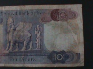 IRAQ-CENTRAL BANK OF IRAQ-10 DINARS CIRCULATED VERY OLD-ANTIQUE BANK NOTE-VF