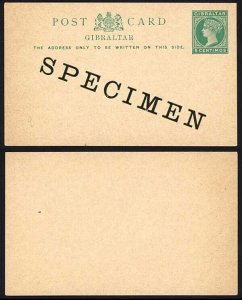 Gibraltar HG15 5c Green Postcard opt Specimen