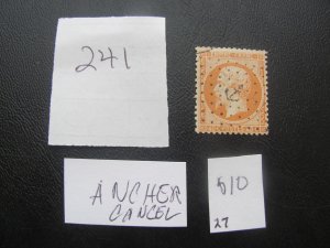 FRANCE 1862 USED SC 27 ANCHER CANCEL VF  (241)