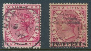 Mauritius 1891 SG 105 & 118 Used