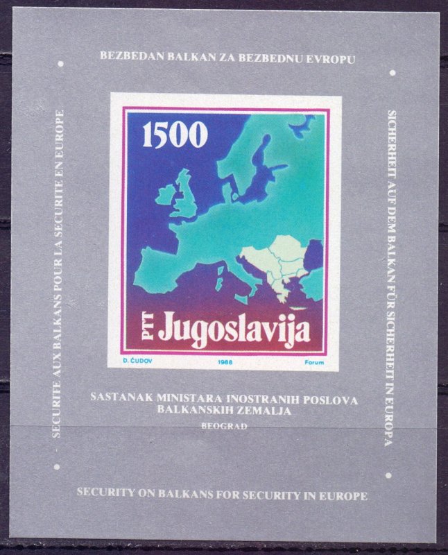 Yugoslavia. 1988. bl31. Conference of Foreign Ministers Balkans. MNH.