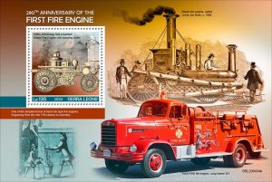 SIERRA LEONE - 2023 - First Fire Engines - Perf Souv Sheet-Mint Never Hinged