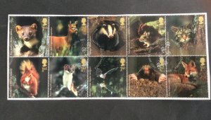 GB 2004 Woodland Animals. Complete set-10 used stamps. Ex FDC on paper.