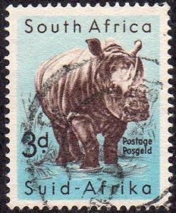 South Africa 204 - Used - 3p White Rhinoceros (1954)