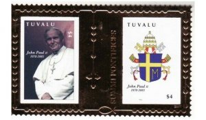 Tuvalu - Pope John Paul -  Gold Stamp Souvenir Sheet TUV1026C