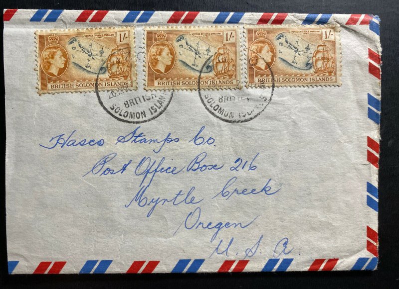 1950s British Solomon Islands Airmail Cover To Myrtle Creek OR USA 