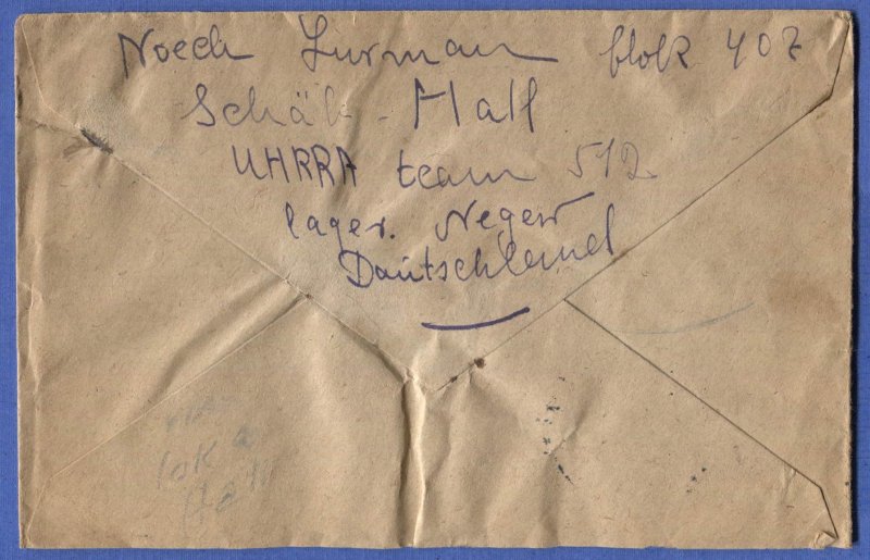 GERMANY 1947 Scarce U.N. UNRRA Team 512 - Schwabisch Gmuend cover to USA