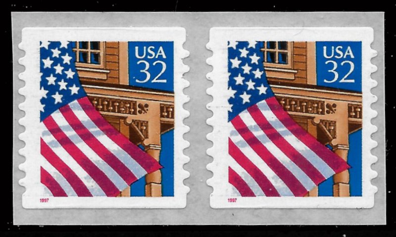 Sc 2915D  32¢ Flag Over Porch Coil Pair, MNH