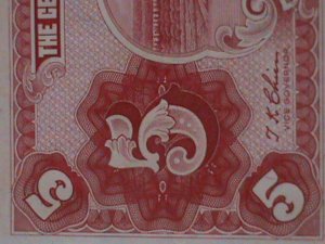 CHINA-1940-CENTRAL RESERVE BANK OF CHINA-FIVE YUAN UNC-84 YEARS OLD NOTEXF-