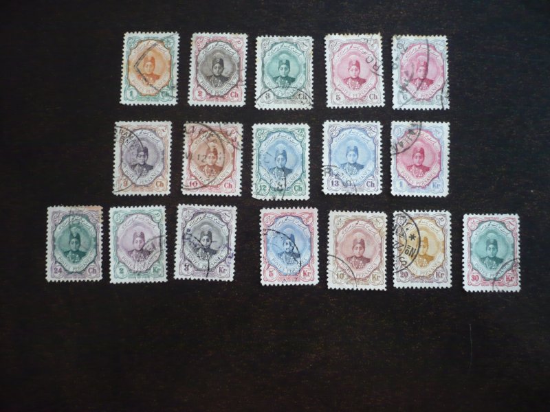 Stamps-Iran-Scott#481-485,487-492,494-495,497-500- Used Partial Set of 17 Stamps