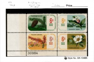 United States Postage Stamp, #1379a Mint NH Plate Block, 1969 Botanical (AJ)