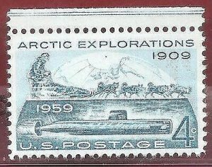 1959 Artic Exploration Single 4c Postage Stamp, Sc# 1128, MNH, OG