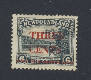 Newfoundland Over Print Stamp #160iii-3c/6c C Under T  Guide Value = $50.00