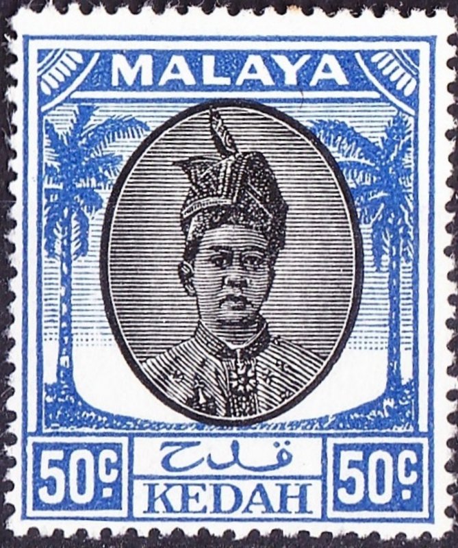 MAYALA KEDAH 1950 50c Black & Blue SG87 MH