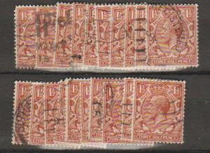 GB George V SG 420 Used -  selection of 20+ for shade study - see details