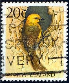 Bird, Yellowhead, New Zealand stamp SC#921 used