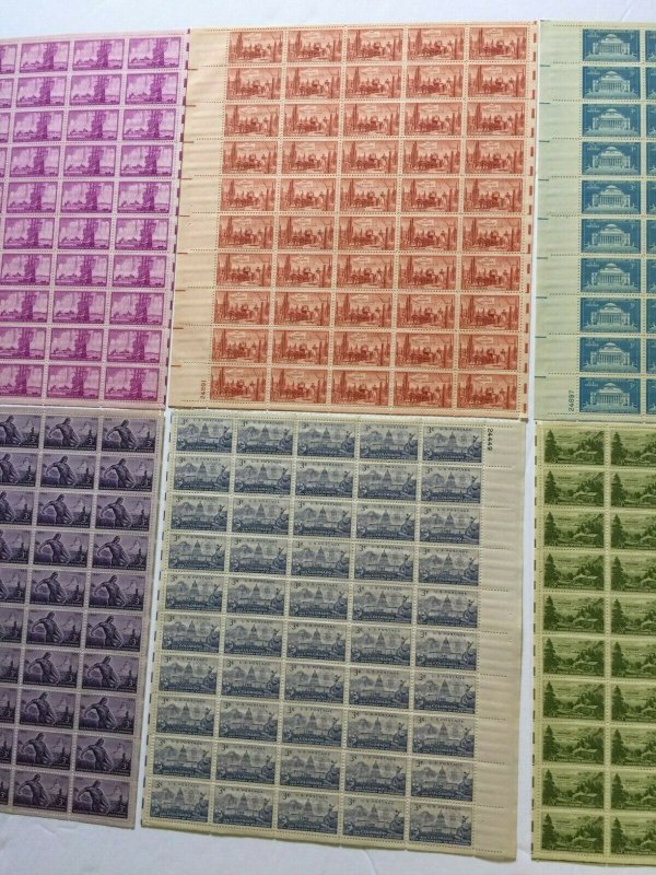 US,6 1950'S  POST OFFICE FRESH,MNH VF, FULL SHEETS,1950'S COLLECTION,MINT NH ,VF