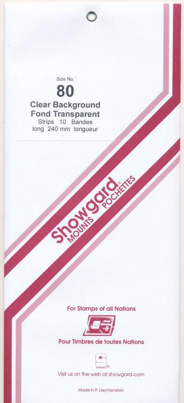 Showgard Stamp Mounts Size 80 / 240 mm Strip CLEAR (10) (80 mm 80X240)