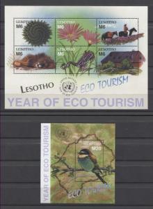 Lesotho Animals Birds Frogs Leons 2002 Mi#1815-1820 Bl#18...