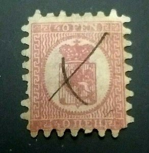 KAPPYSSTAMPS FINLAND #10 1866 40p USED PEN CANCEL  GS1029