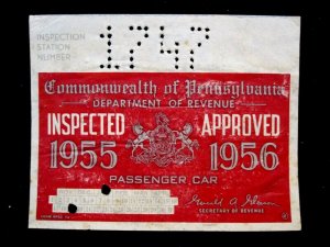 US/STATE OF PENNSYLVANIA - PASSENGER CAR INSPECTION STAMP - USED