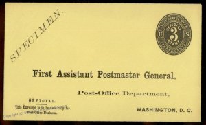 USA SPECIMEN 3c Post Office 1st Asst UPSS PD34 Postal Stationery 86095