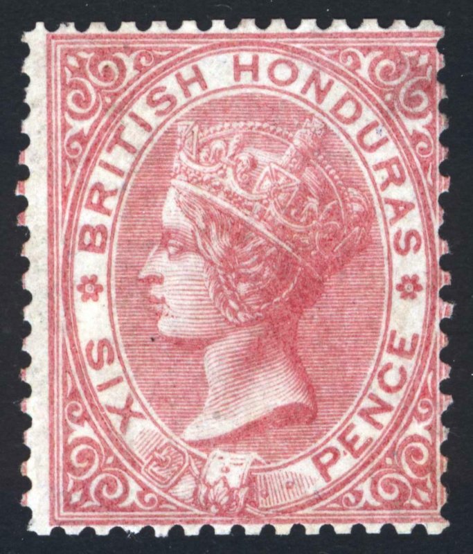 British Honduras 1865 6d Rose NO WMK Perf14 SG 3 Scott 2 LMM/MLH Cat £400($492)