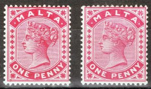 ZAYIX Malta 9-9a MH 1p car rose, 1p rose Queen Victoria Royalty   080522S04