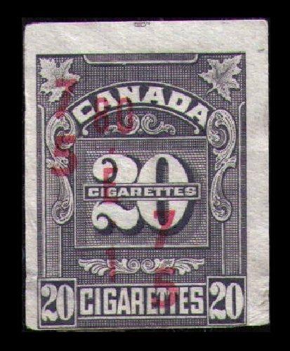 CANADA REVENUE TOBACCO TAX 1968 WINGS SERIE 20 CIGARETTES IMPERF CAT #RC815