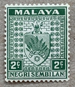 Malaya Negri Sembilan 1936 2c green Arms, MNH. Scott 22, CV $2.48. SG 22