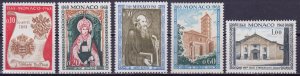 Monaco, 1968, Centenary of Nullius Diocesis Abbey, Mi#891-5, MNH,++