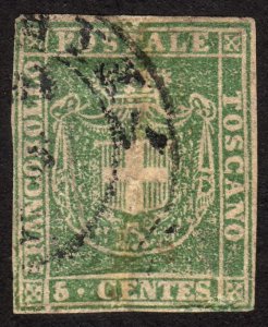 1860, Italy Tuscany 5c, Used, Sc 18