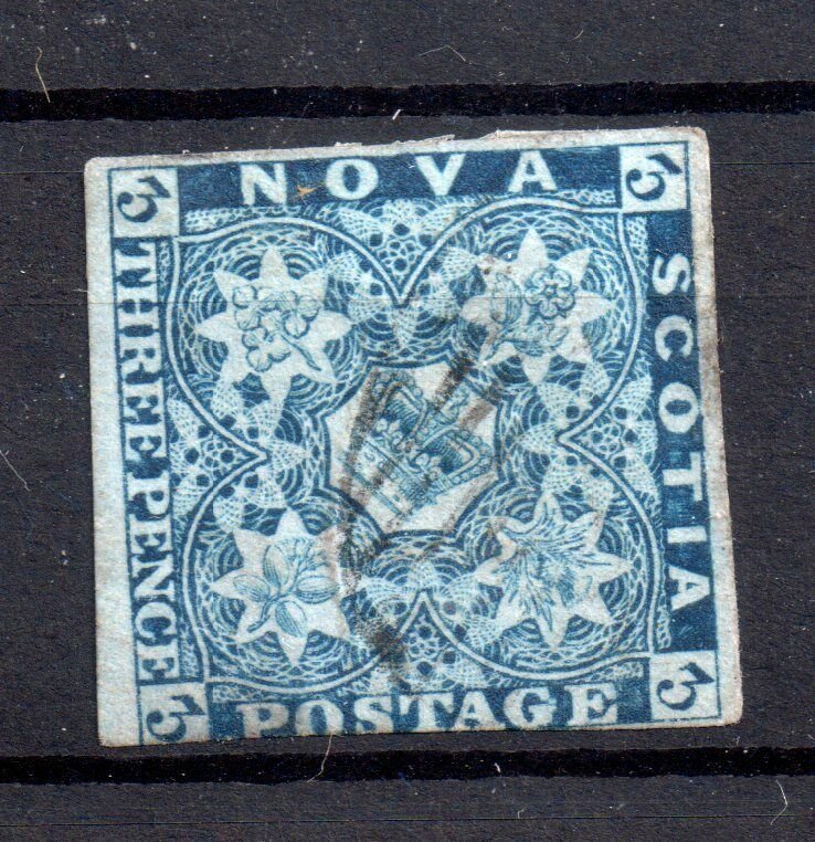 Nova Scotia 1851 3d blue SG#3 good used WS15491