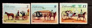 CUBA Sc 1217-9 NH ISSUE OF 1967 - STAMP DAY - HORSES