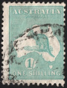 Australia SC#10 1s Kangaroo and Map Single (1913) Used