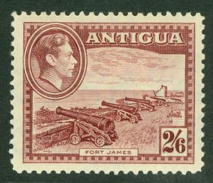 SG 106a Antigua 1938. 2/6 maroon. Fine mounted mint CAT £45