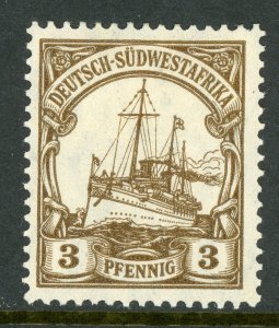 Germany 1901 Southwest Africa 3pf Brown Yacht Unwmk Scott # 13 Mint A356