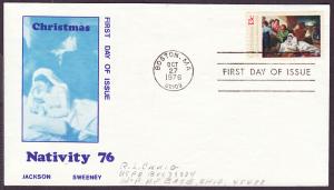 1701 Nativity, Christmas '76 cacheted FDC