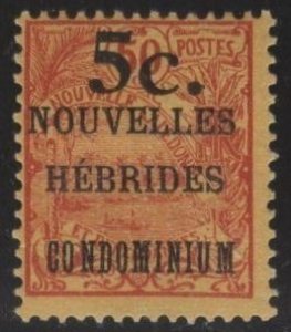 New Hebrides (French) 43 (mhr) 5c on 50c landscape, red on org (1920)