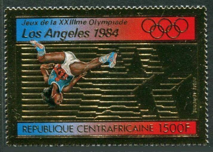 Central Africa Mi 859A,860 Bl.200A. Olympics Los Angeles-1984.High jump,Yachting