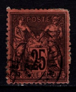 France 1877-90 Peace & Commerce, Type II 25c black / deep red [Used]