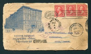 1900 Philadelphia, PA to India - Multiple Markings - Postage Due - Refused