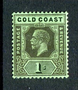 Gold Coast 1921 KGV. 1s black/emerald. MS CA. MVLH. SG95.