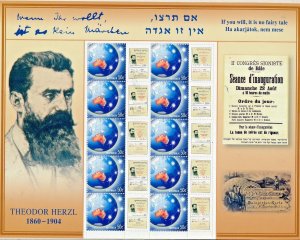 AUSTRALIA 2004 HERZL 100th BIRTHDAY SHEET MNH