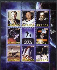 Rwanda 2009 International Year of Astronomy perf sheetlet containing 9 values un