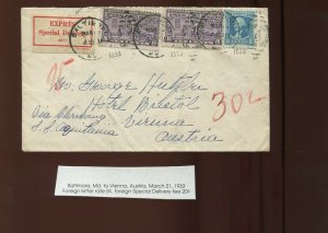 1933 SPECIAL DELIVERY COVER VIA SS RMS Aquitania FROM USA TO AUSTRIA